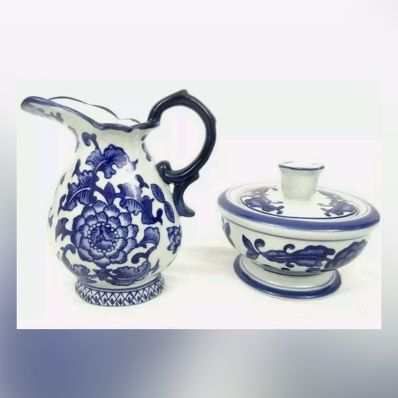 The Bombay Company-NIB-Floral Ceramic Cream & Sugar Set - Picture 3 of 3